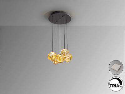 Подвесной светильник Schuller Люстра Zaria 5L черный/бронзовый/янтарный D25 DIM арт. 263372