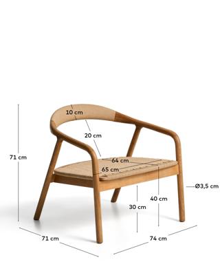 Кресло La Forma (ех Julia Grup) Кресло уличное Derile из дуба с натуральной отделкой и бежевой веревки арт. 481829