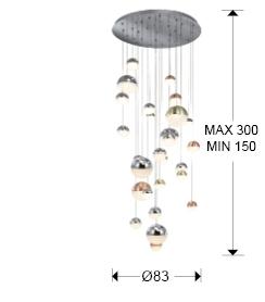 Подвесной светильник Schuller Подвесной светильник Sphere LED 27L Ø80 DIM BLUETOOTH ССТ цветной 500 см арт. 109085