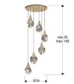 Подвесной светильник Schuller Люстра Aquaria 6L матовое золото арт. 156238