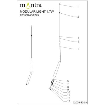 Подвесной светильник Mantra 9393+9240 (14L) Подвесная люстра MANTRA BOOMERANG арт. 499054