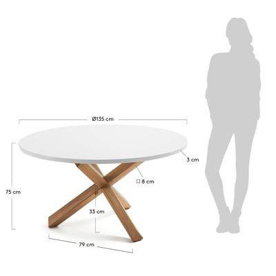 Стол La Forma (ех Julia Grup) Стол Nori Ø135 дуб матовый белый арт. 053395