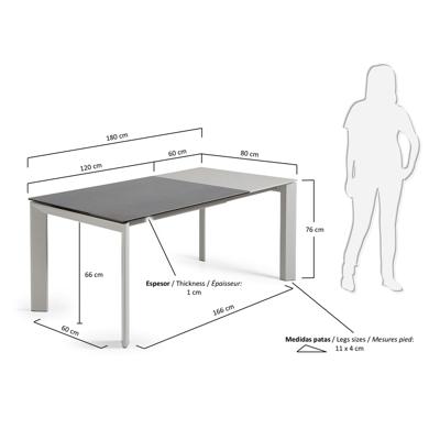 Стол La Forma (ех Julia Grup) Стол Atta 120 (180) x80 серый керамический Vulcano Roca арт. 053350
