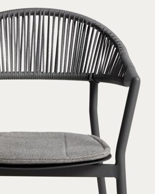 Стул La Forma (ех Julia Grup) Уличный стул Alimia из графитового алюминия с серой веревкой арт. 482576