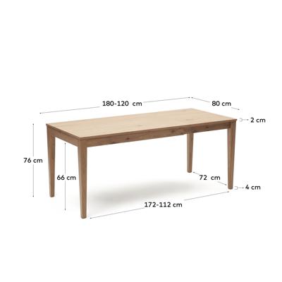 Стол La Forma (ех Julia Grup) Yain Раздвижной стол из дубового шпона и массива дуба 120 (180) x 80 см арт. 152838