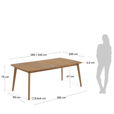 Стол La Forma (ех Julia Grup) Садовый стол Hanzel раздвижной из массива эвкалипта, 183 (240) x 100 см арт. 097647