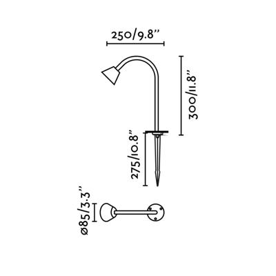 Светильник Faro LILY 300 Уличный маяк на штыке черный LED 3W 2700K 24V арт. 221075