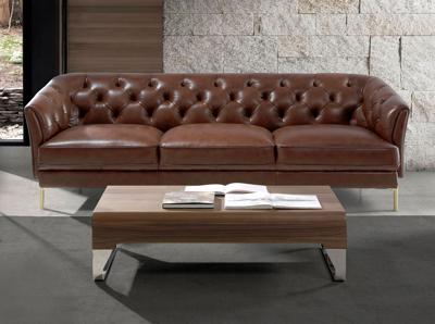 Диван Angel Cerda Диван 3-х местный 6140/KF106-3P-M1595 кожаный с золотистыми стальными ножками арт. 119311