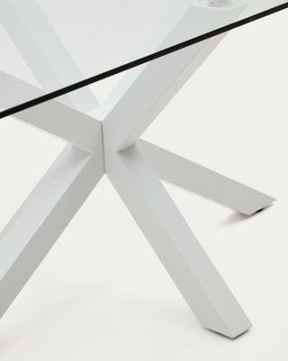 Стол La Forma (ех Julia Grup) Обеденный стол Arya стеклянный с белыми стальными ножками 180x100 арт. 045406