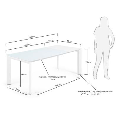 Стол La Forma (ех Julia Grup) ATTA Стол 140 (200) x90 белый, стекло арт. 045450