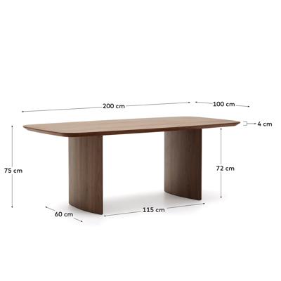 Стол La Forma (ех Julia Grup) Litto Стол обеденный из орехового шпона 200 х 100 см арт. 181463