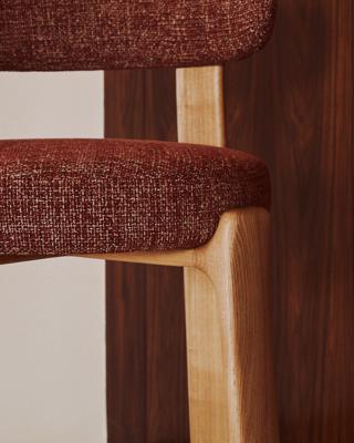 Стул полубарный La Forma (ех Julia Grup) Полубарный стул Granite из терракотовой синели и ясеня с натуральной отделкой 65 см арт. 301969