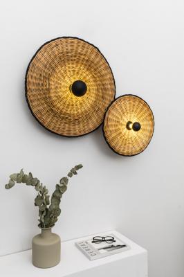 Бра Faro Настенный/потолочный светильник Costas 600 H70 черный/из ротанга арт. 152449
