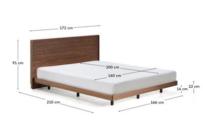 Кровать La Forma (ех Julia Grup) Кровать Norlen из орехового шпона с темной отделкой LED 160 x 200 см арт. 425233