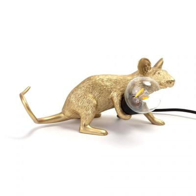 Лампа Seletti Настольная лампа Mouse Lamp Lyie Down Gold USB арт. 15232