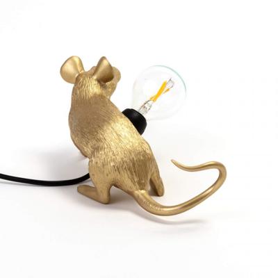 Лампа Seletti Настольная лампа Mouse Lamp Lyie Down Gold USB арт. 15232