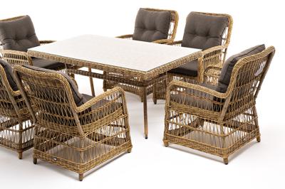Обеденная группа 4SIS "Цесена" обеденная группа плетеная из искусственного ротанга, цвет соломенный арт. TSL6T-7-SET