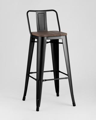 Стул барный Stool Group Стул барный TOLIX WOOD со спинкой черный глянцевый арт. УТ000000676