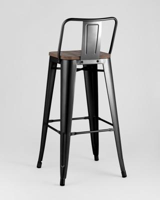 Стул барный Stool Group Стул барный TOLIX WOOD со спинкой черный глянцевый арт. УТ000000676