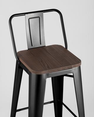 Стул барный Stool Group Стул барный TOLIX WOOD со спинкой черный глянцевый арт. УТ000000676