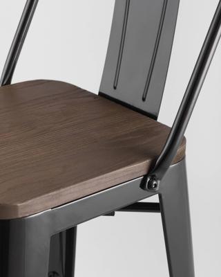 Стул полубарный Stool Group Стул полубарный TOLIX WOOD со спинкой черный глянцевый арт. УТ000000843