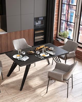 Стол Stool Group Стол обеденный Пандора раскладной 160-240*90 керамика темная арт. УТ000034891
