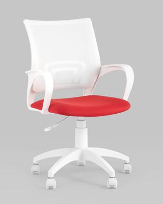 Офисное кресло Stool Group Кресло офисное Topchairs ST-BASIC-W спинка белая сетка сиденье красная ткань крестовина белый пластик арт. УТ000036063