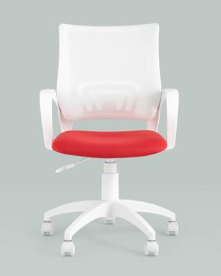 Офисное кресло Stool Group Кресло офисное Topchairs ST-BASIC-W спинка белая сетка сиденье красная ткань крестовина белый пластик арт. УТ000036063