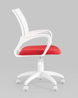 Офисное кресло Stool Group Кресло офисное Topchairs ST-BASIC-W спинка белая сетка сиденье красная ткань крестовина белый пластик арт. УТ000036063