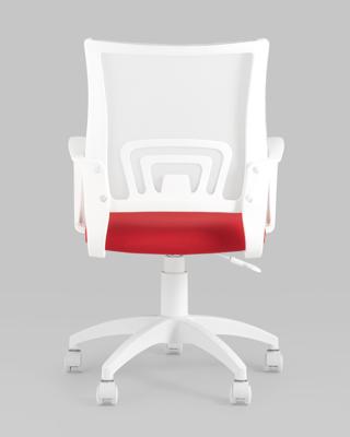 Офисное кресло Stool Group Кресло офисное Topchairs ST-BASIC-W спинка белая сетка сиденье красная ткань крестовина белый пластик арт. УТ000036063