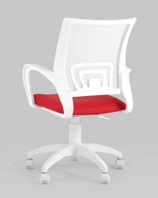 Офисное кресло Stool Group Кресло офисное Topchairs ST-BASIC-W спинка белая сетка сиденье красная ткань крестовина белый пластик арт. УТ000036063