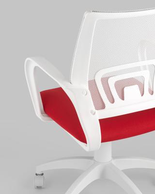 Офисное кресло Stool Group Кресло офисное Topchairs ST-BASIC-W спинка белая сетка сиденье красная ткань крестовина белый пластик арт. УТ000036063