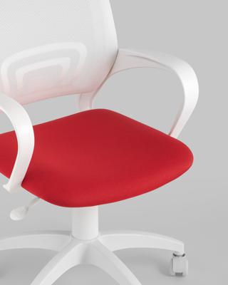 Офисное кресло Stool Group Кресло офисное Topchairs ST-BASIC-W спинка белая сетка сиденье красная ткань крестовина белый пластик арт. УТ000036063