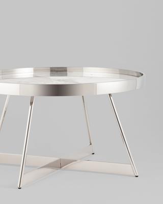 Стол журнальный Stool Group Журнальный столик Гера 80*80см белая керамика сталь серебро арт. УТ000039403