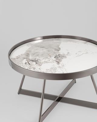 Стол журнальный Stool Group Журнальный столик Гера 80*80 см сталь тёмный хром арт. УТ000039405