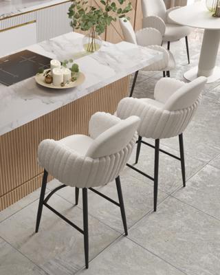 Стул полубарный Stool Group Стул полубарный Wave Stripes букле белый арт. УТ000039363