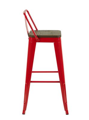 Стул барный Stool Group Стул барный TOLIX со спинкой красный глянцевый + темное дерево KD 4 шт. арт. УТ000042403
