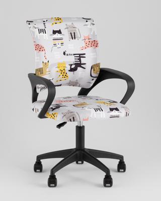 Кресло компьютерное TopChairs Кресло офисное TopChairs Simple SN Junior принт Blue Cats пластик черный арт. УТ000042085