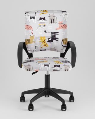 Кресло компьютерное TopChairs Кресло офисное TopChairs Simple SN Junior принт Blue Cats пластик черный арт. УТ000042085