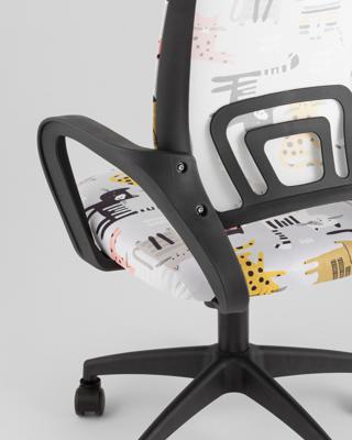 Кресло компьютерное TopChairs Кресло офисное TopChairs Simple SN Junior принт Blue Cats пластик черный арт. УТ000042085