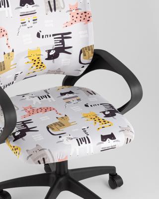 Кресло компьютерное TopChairs Кресло офисное TopChairs Simple SN Junior принт Blue Cats пластик черный арт. УТ000042085