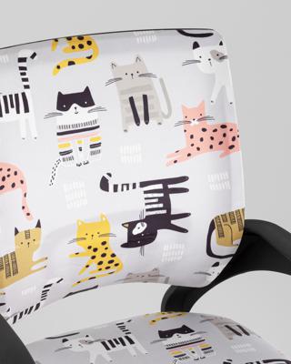 Кресло компьютерное TopChairs Кресло офисное TopChairs Simple SN Junior принт Blue Cats пластик черный арт. УТ000042085