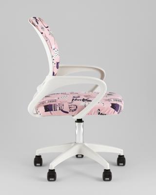 Кресло компьютерное TopChairs Кресло офисное TopChairs Simple SN Junior принт Pink Cats пластик белый арт. УТ000042084