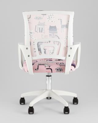 Кресло компьютерное TopChairs Кресло офисное TopChairs Simple SN Junior принт Pink Cats пластик белый арт. УТ000042084