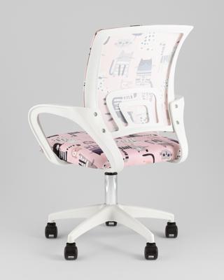 Кресло компьютерное TopChairs Кресло офисное TopChairs Simple SN Junior принт Pink Cats пластик белый арт. УТ000042084