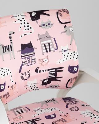 Кресло компьютерное TopChairs Кресло офисное TopChairs Simple SN Junior принт Pink Cats пластик белый арт. УТ000042084