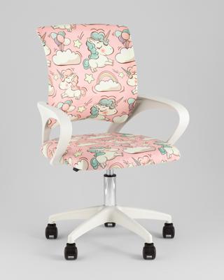 Кресло компьютерное TopChairs Кресло офисное TopChairs Simple SN Junior принт Unicorns пластик белый арт. УТ000042083