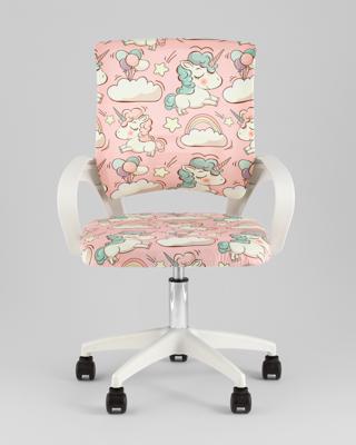 Кресло компьютерное TopChairs Кресло офисное TopChairs Simple SN Junior принт Unicorns пластик белый арт. УТ000042083