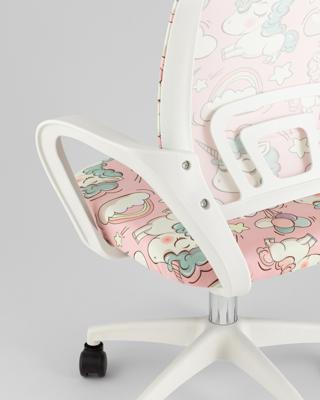 Кресло компьютерное TopChairs Кресло офисное TopChairs Simple SN Junior принт Unicorns пластик белый арт. УТ000042083