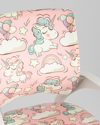 Кресло компьютерное TopChairs Кресло офисное TopChairs Simple SN Junior принт Unicorns пластик белый арт. УТ000042083
